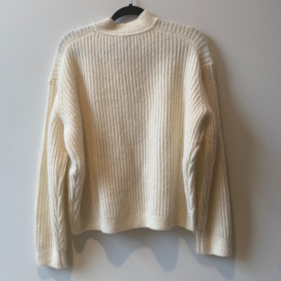 & OTHER STORIES Wool & Mohair Blend Knit Bomber Cardigan in Cream- Size L Large - Picture 6 of 6